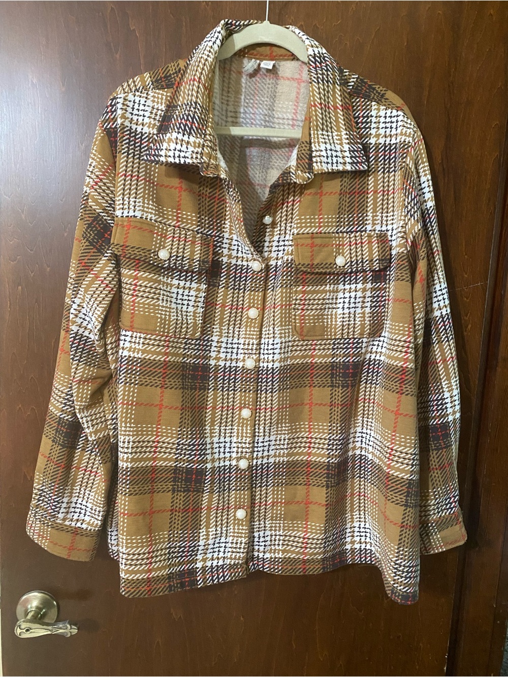 Cato Tan Plaid Button-Front Utility Jacket